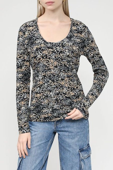 Хлопковый лонгслив с вырезом Esprit Casual