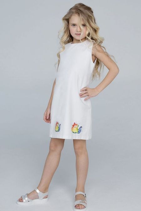 Платье с фирменным принтом из хлопкового поплина EVIKA KIDS