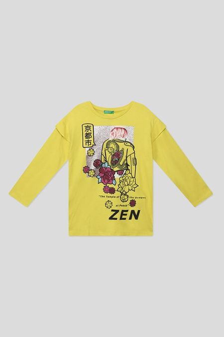 Хлопковая футболка с принтом Benetton