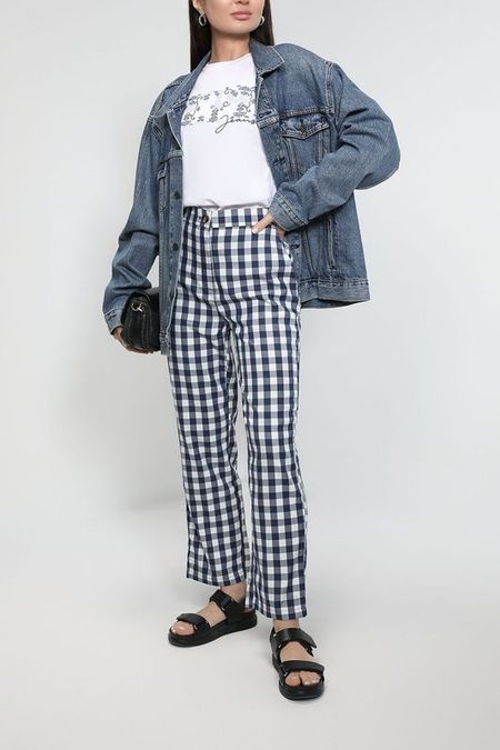 Брюки с высокой талией в клетку PEPE JEANS