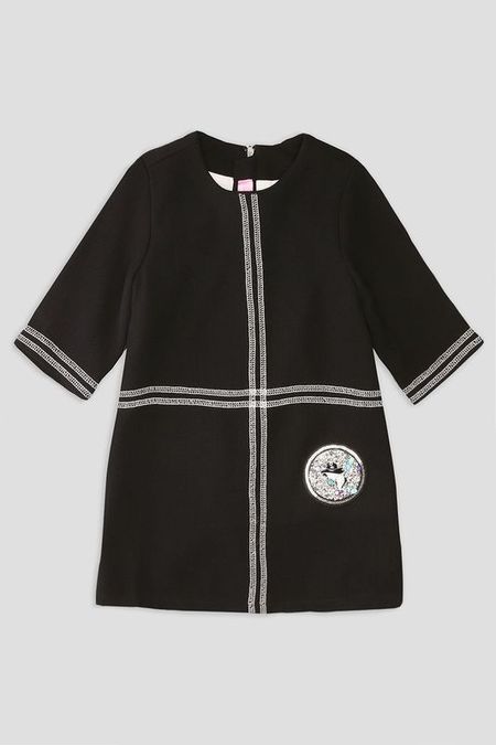 Платье из смеси вискозы и шерсти с аппликацией EVIKA KIDS