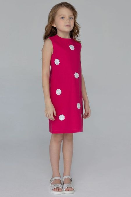 Платье из смеси льна и вискозы с аппликациями EVIKA KIDS