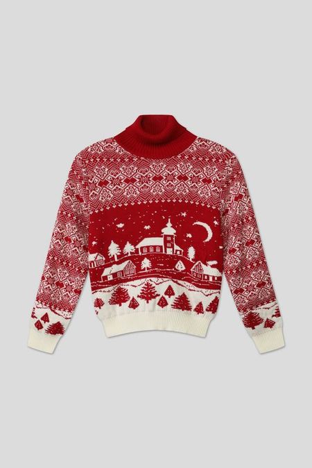 Шерстяной свитер с высоким воротником и принтом Wool&Cotton