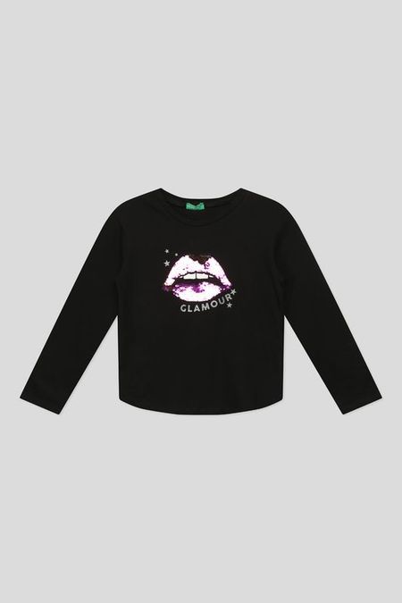 Хлопковый лонгслив с принтом Benetton