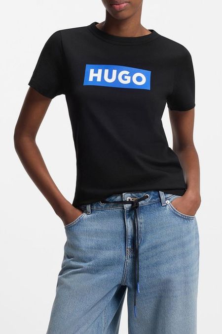 Футболка хлопковая с логотипом бренда HUGO