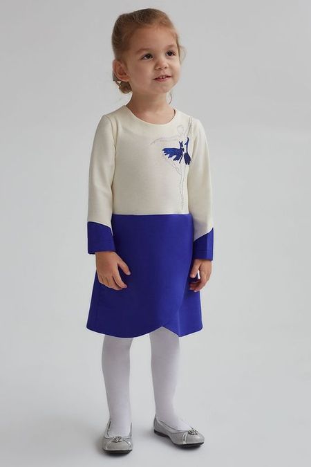 Платье из смеси хлопка и шерсти со стразами EVIKA KIDS