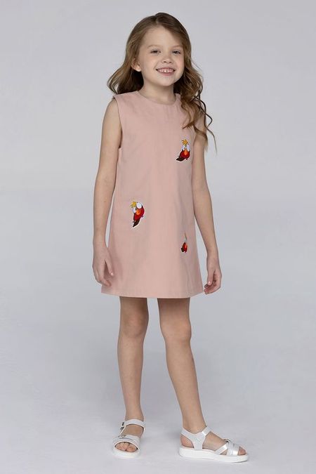 Платье из хлопка с фирменными аппликациями EVIKA KIDS