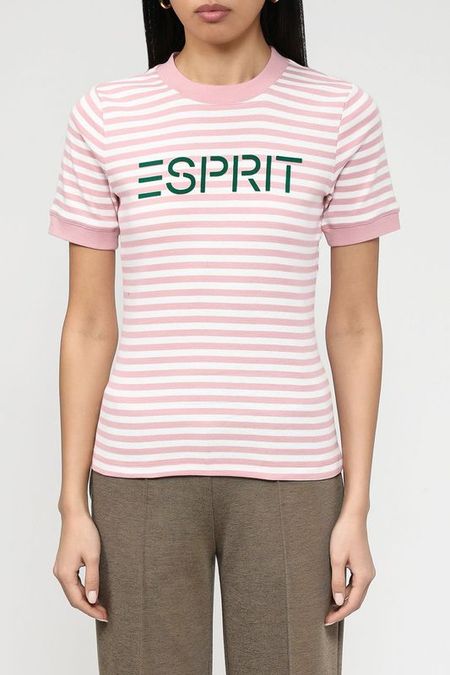 Хлопковая футболка в полоску Esprit Casual