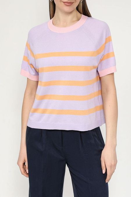 Джемпер хлопковый с коротким рукавом в полоску Esprit Casual