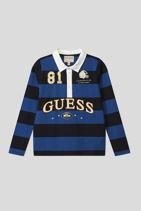 Хлопковое поло в полоску Guess