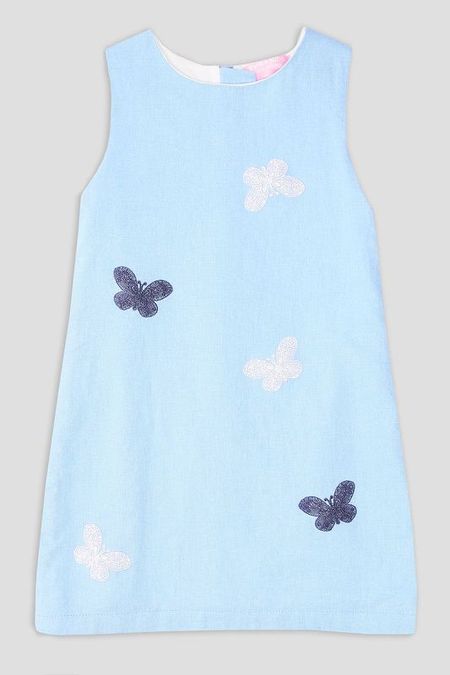 Платье из смеси льна и вискозы с аппликациями EVIKA KIDS
