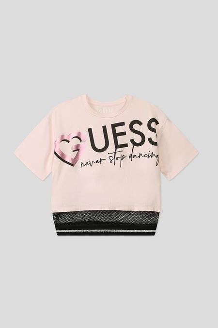 Футболка хлопковая со вставкой из сетки Guess
