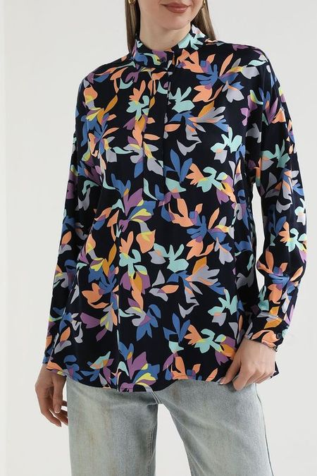 Блуза с воротником стойкой с принтом Esprit Casual
