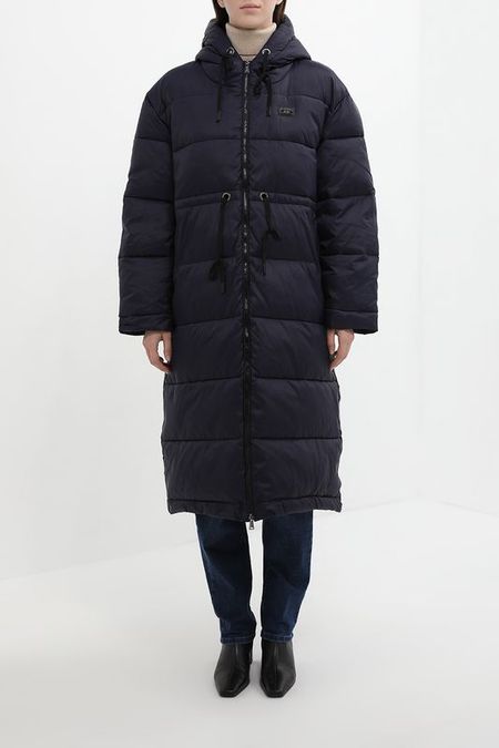 Пальто утепленное с капюшоном и молниями по бокам ELEGANZZA