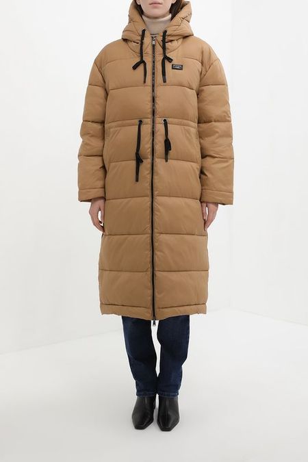 Пальто утепленное с капюшоном и молниями по бокам ELEGANZZA