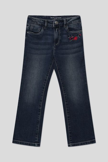 Джинсы с эффектом потертости с вышивкой Republic of Denim