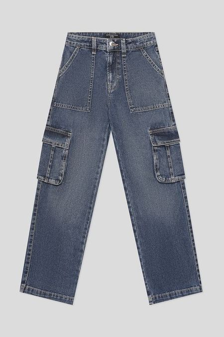 Джинсы с эффектом потертости и карманами Republic of Denim