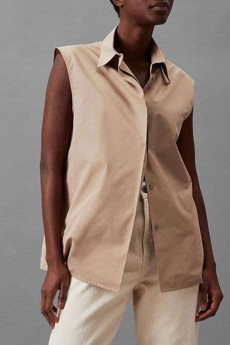 Рубашка хлопковая без рукавов Calvin Klein
