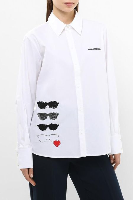 Рубашка хлопковая с принтом Karl Lagerfeld