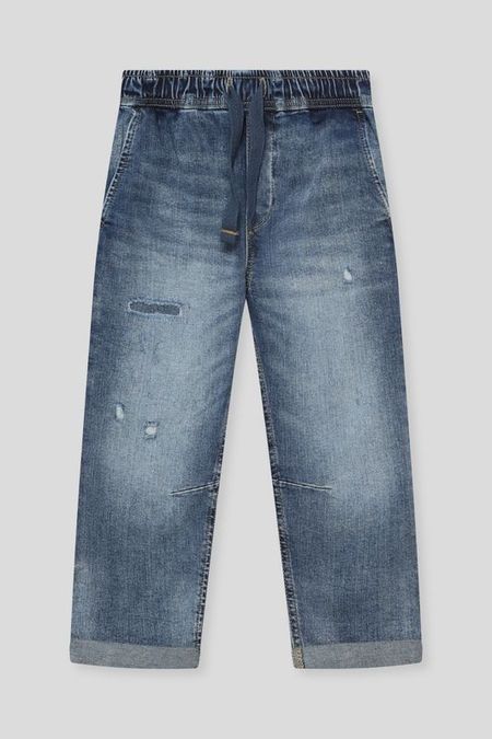 Джинсы с эффектом потертости на эластичном поясе Republic of Denim