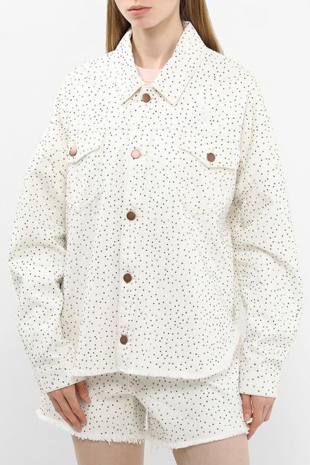 Куртка джинсовая с необработанным краем и стразами Guess