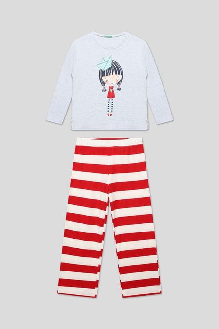 Пижама хлопковая с принтом Benetton Undercolors