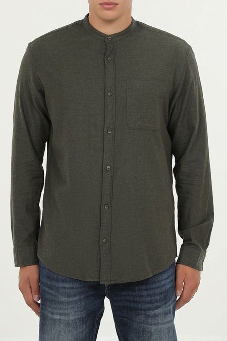 Рубашка хлопковая с воротником стойкой Jack & Jones