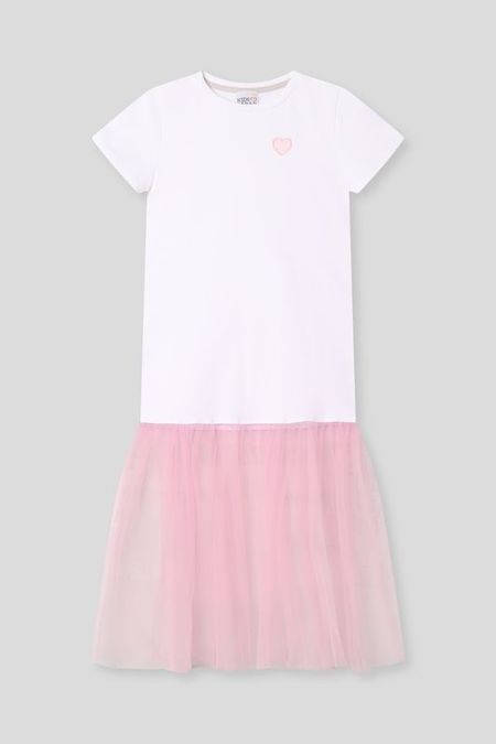 Платье хлопковое с юбкой из сетки KIDSPARAD