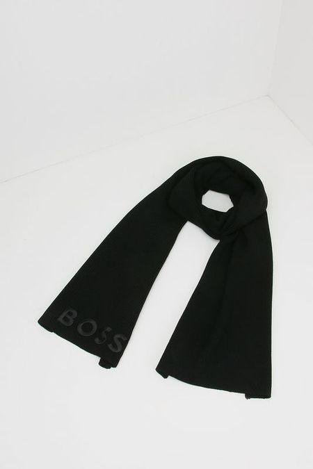 Шарф шерстяной с вышитым логотипом BOSS