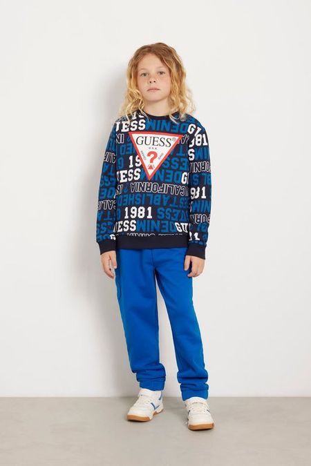 Свитшот хлопковый с принтом и логотипом Guess