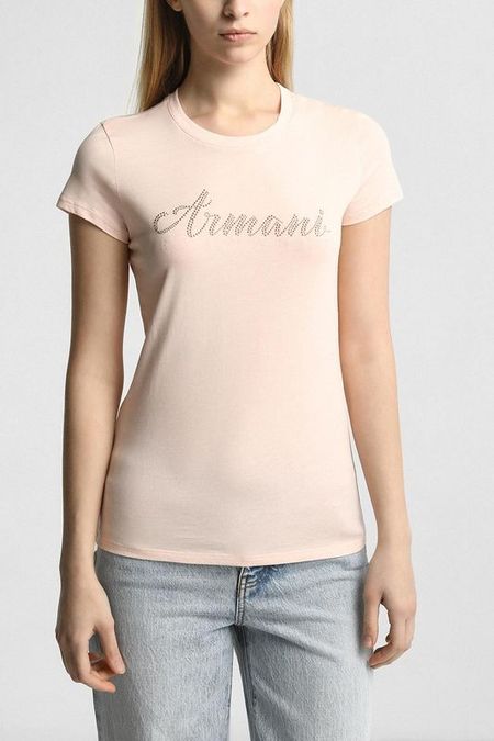 Футболка хлопковая со стразами Armani Exchange