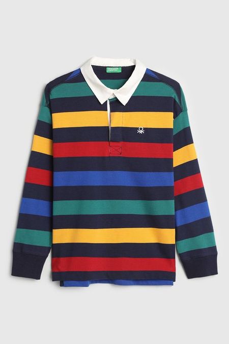 Поло хлопковое в полоску Benetton
