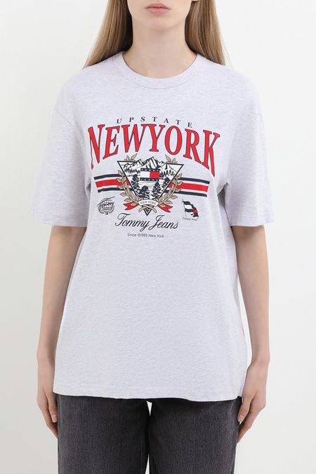 Футболка хлопковая с принтом Tommy Jeans