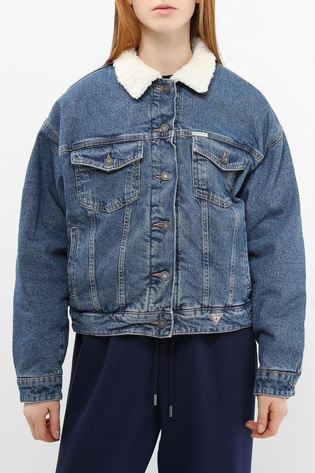 Куртка джинсовая утепленная с меховым воротником Guess Jeans