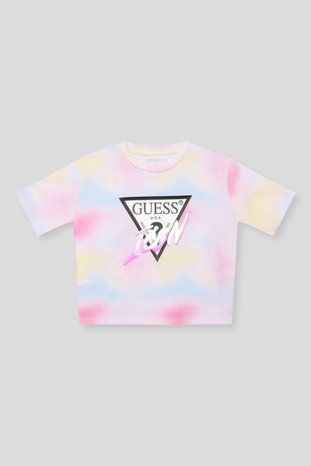 Футболка хлопковая с принтом и логотипом Guess