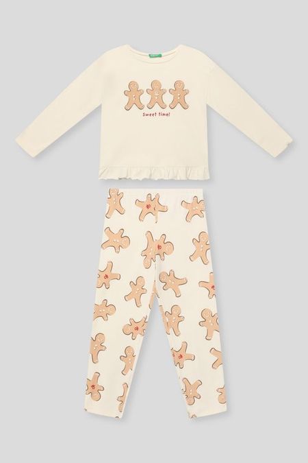 Пижама хлопковая с принтом Benetton Undercolors