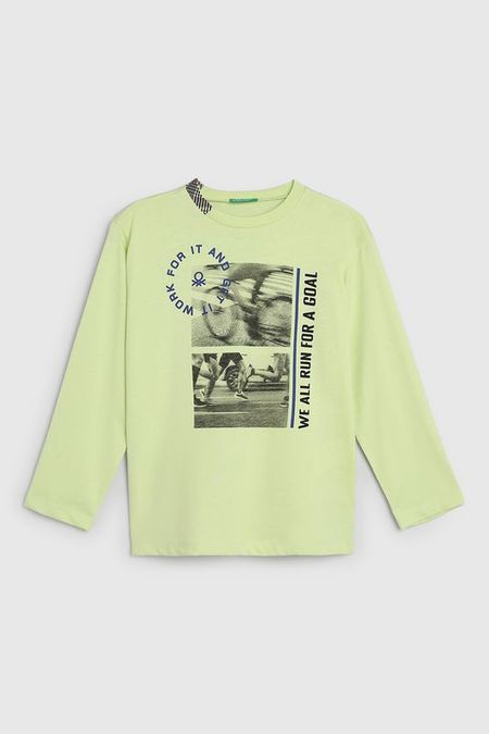 Лонгслив хлопковый с принтом Benetton
