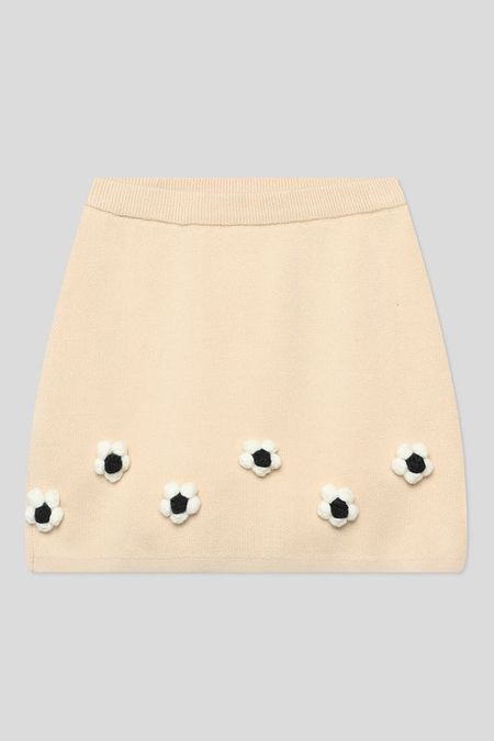 Юбка вязанная на резинке с цветочным декором Choupette