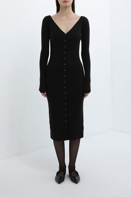 Платье трикотажное с v-вырезом Calvin Klein Jeans
