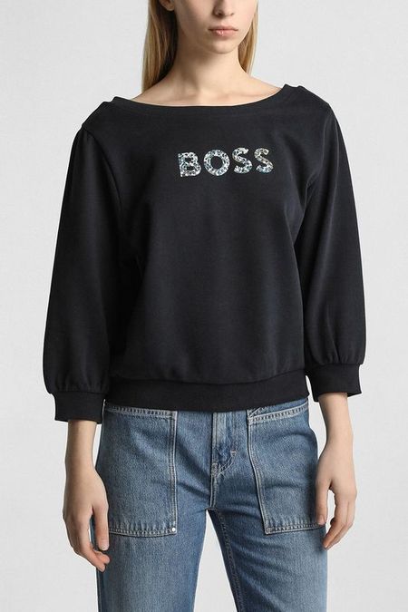 Свитшот хлопковый с укороченным рукавом BOSS
