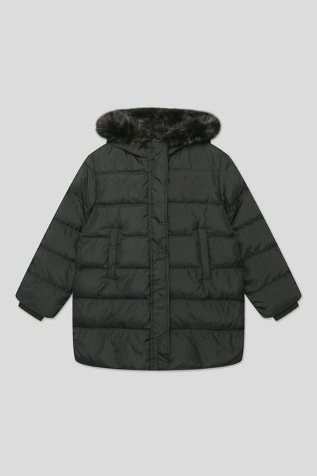 Пальто утепленное с меховой опушкой Benetton