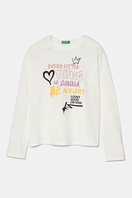Лонгслив хлопковый с принтом Benetton