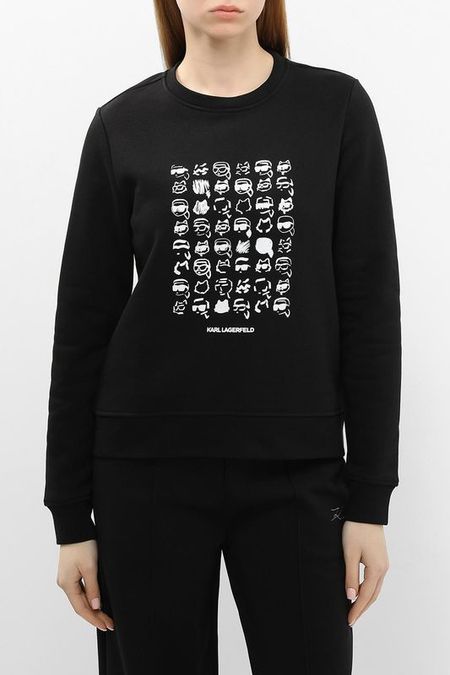 Свитшот хлопковый с принтом Karl Lagerfeld