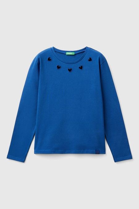 Лонгслив хлопковый с принтом Benetton