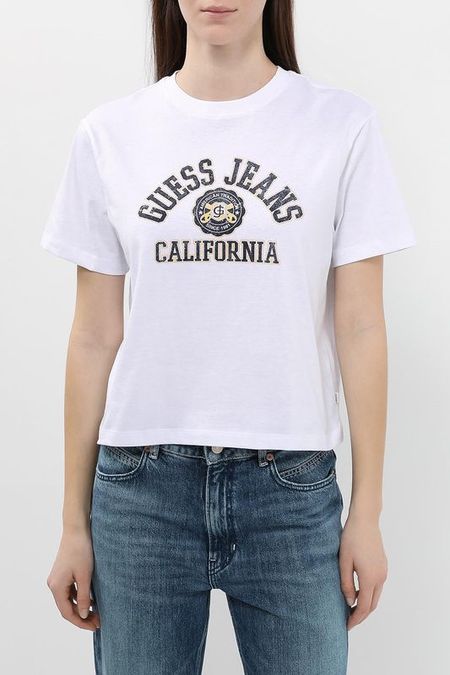 Футболка хлопковая с логотипом Guess Jeans
