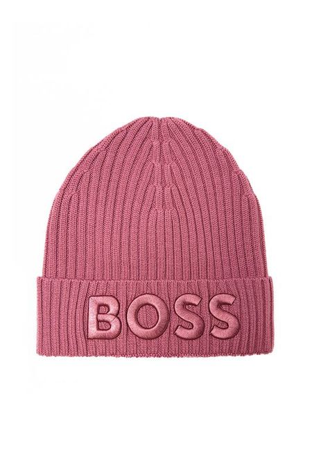 Шапка-бини шерстяная с вышитым логотипом BOSS