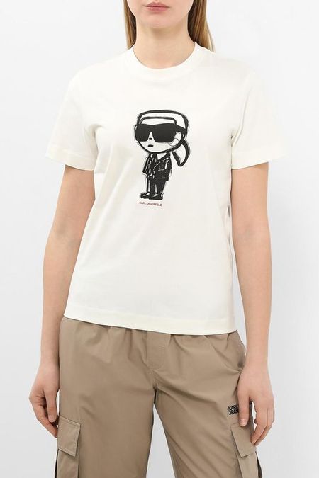 Футболка хлопковая с логотипом Karl Lagerfeld