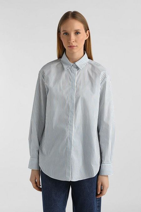 Рубашка хлопковая в полоску EMPORIO ARMANI