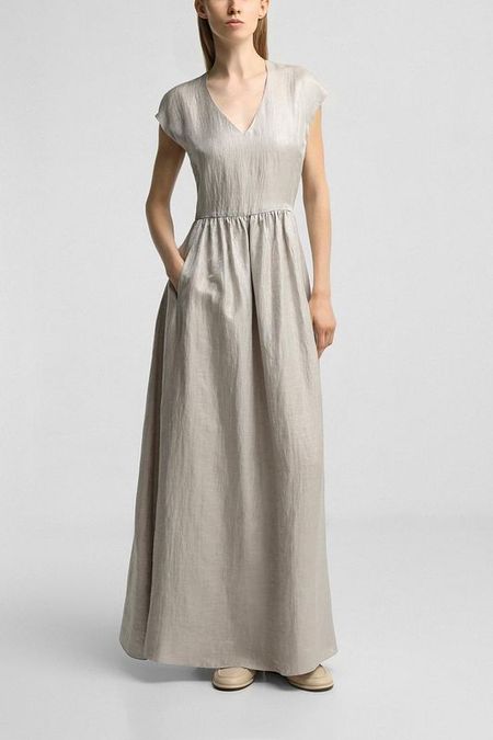 Платье макси льняное без рукавов EMPORIO ARMANI