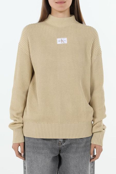 Джемпер хлопковый с воротником стойкой Calvin Klein Jeans